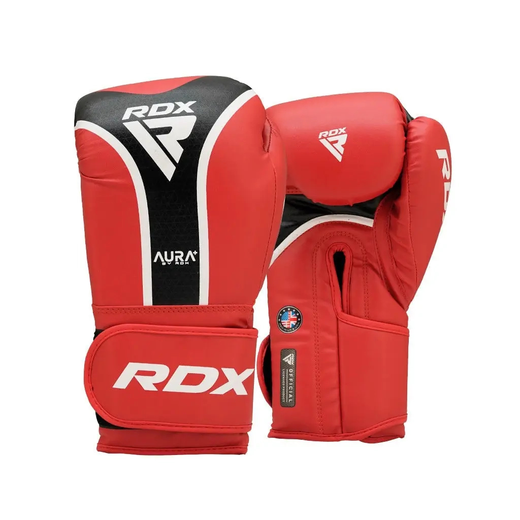 Боксерські рукавички RDX Aura Plus T-17 Red/Black 12 унцій (BGR-T17RB-12OZ+) - зображення 1