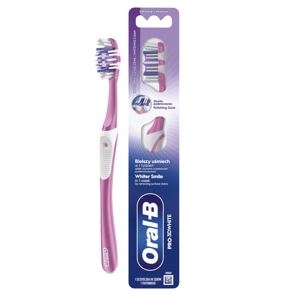 Зубна щітка Oral-B Pro 3D White Відбілювання Середньої жорсткості 1 шт. (8700216459518) - зображення 1