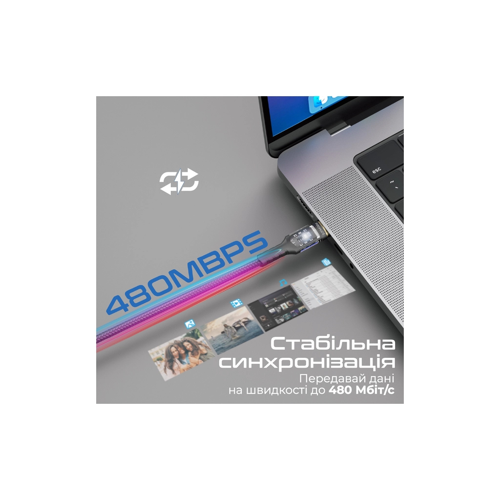 Дата кабель USB-C to USB-C 2.0m Promate (lucidline-cc200.black) - зображення 4