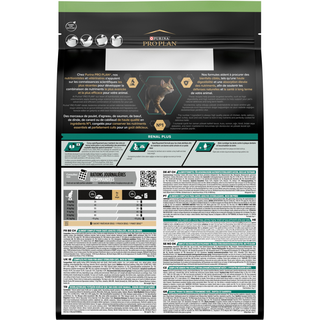 Сухий корм для кішок Purina Pro Plan Sterilised Adult 1+ Renal Plus Для дорослих стерилізованих З індичкою 3 кг (7613033560033) - зображення 3