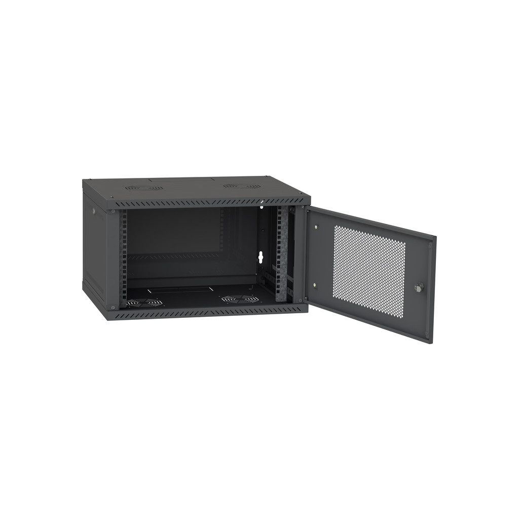 Шафа настінна Ipcom 6U, 600*450, перфоровані дверцята, RAL9005 (СН-6U-060х045-ДП-9005) - зображення 3