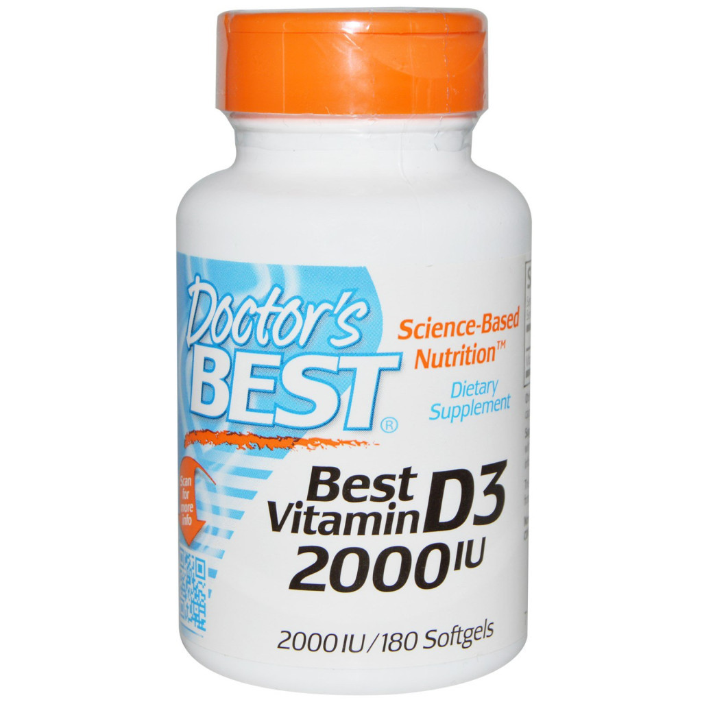 Вітамін Doctor's Best Вітамін D3 2000IU, 180 желатинових капсул (DRB-00210) - зображення 1