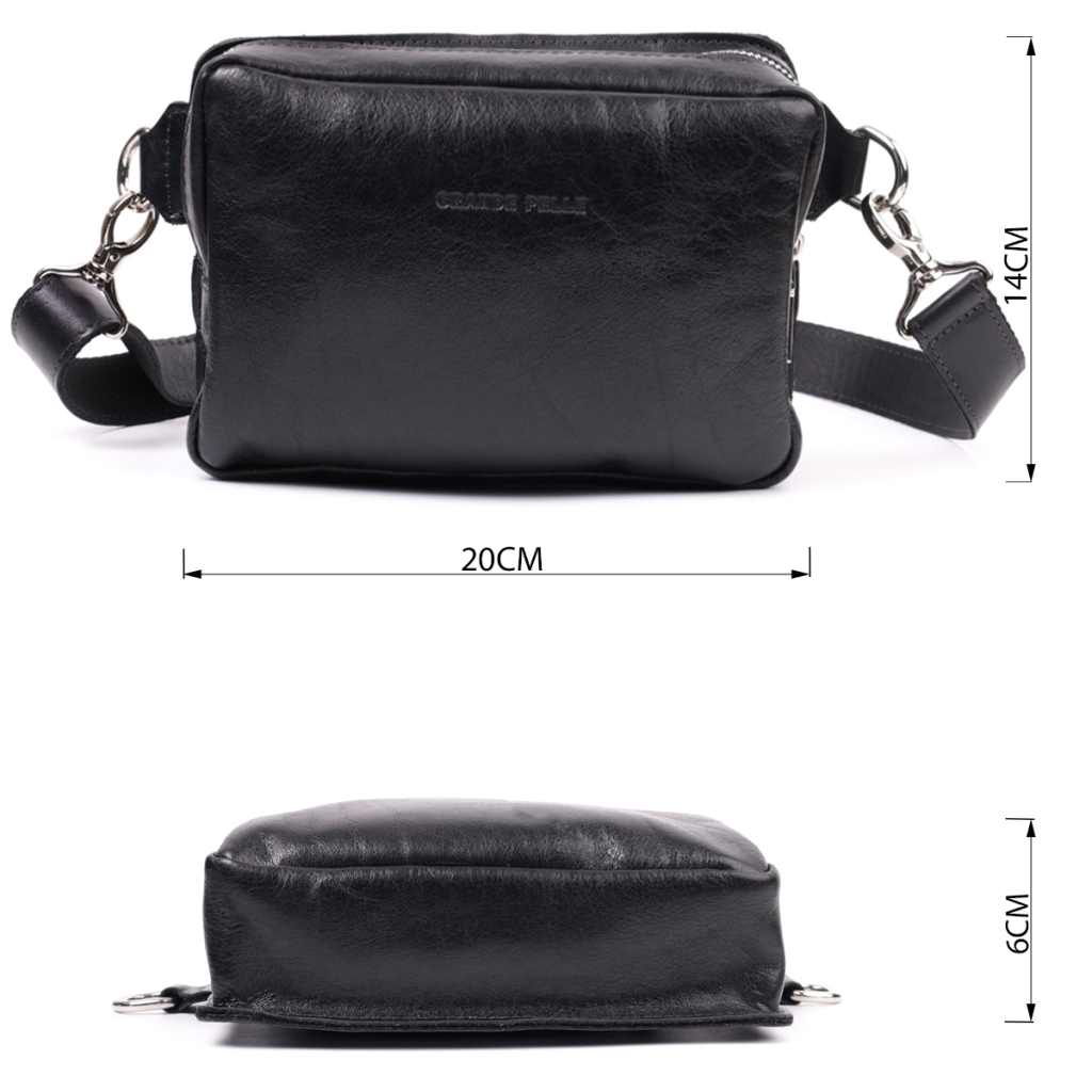 Сумка Grande Pelle Бананка з натуральної шкіри Чорна (22576) - зображення 2