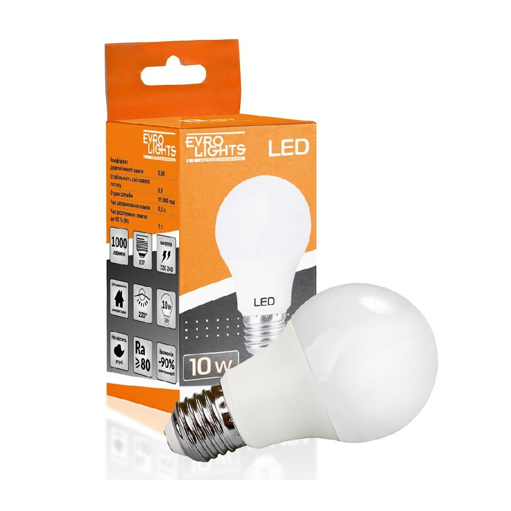 Лампочка Євросвітло 10Вт 4200К A-10-4200-27 Е27 - зображення 2