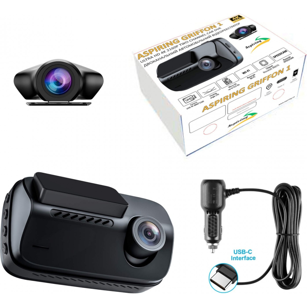 Відеореєстратор Aspiring Griffon 1 Dual 4K Speedcam Wi-Fi GPS (Aspiring Griffon 1 Dual, 4K, Speedcam, Wi-Fi, GPS) - зображення 10