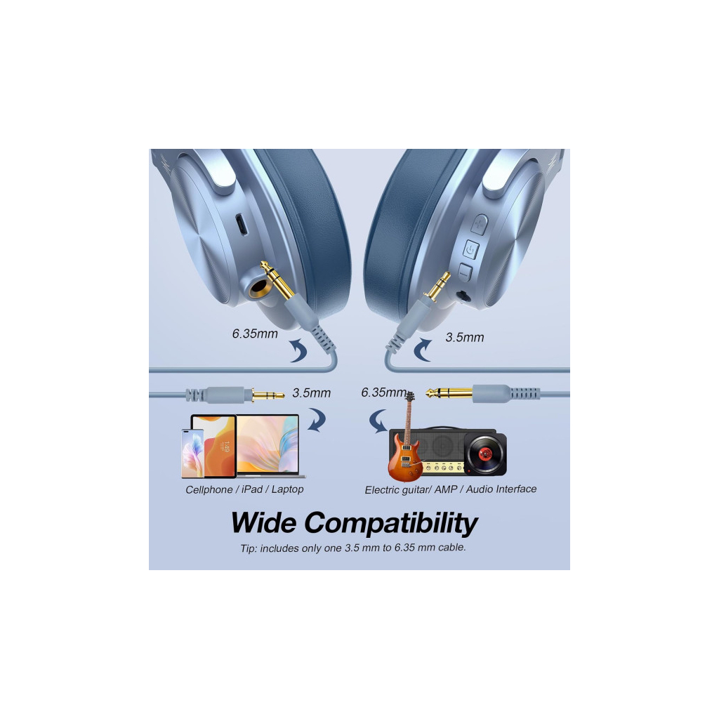 Навушники OneOdio Fusion A70 Bluetooth+3,5мм/6,35мм Sky Blue (A70 Sky Blue) - зображення 4