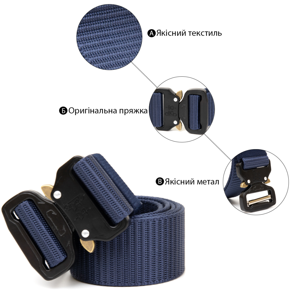 Ремінь Vintage Текстильний Синій (20548) - зображення 4