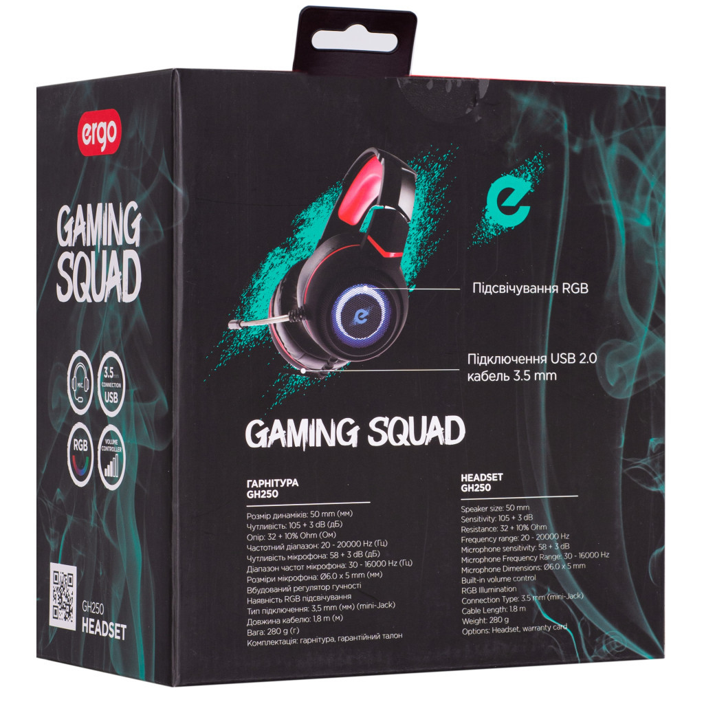 Навушники Ergo GН 250 Black-red - зображення 10