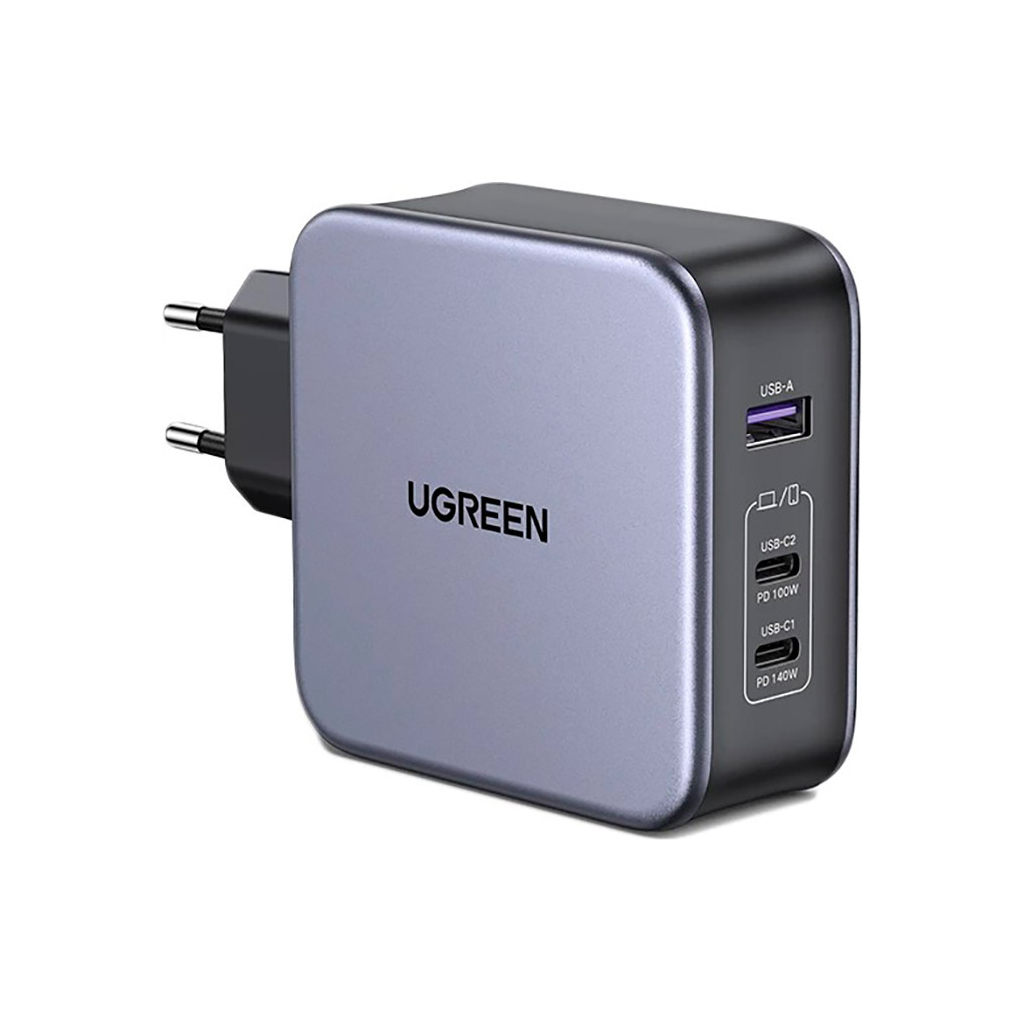 Зарядний пристрій Ugreen 3xUSB 140W (2хUSB-C+USB-A) Gan CD289 with C to C Cable 1.5m (90549) - зображення 1