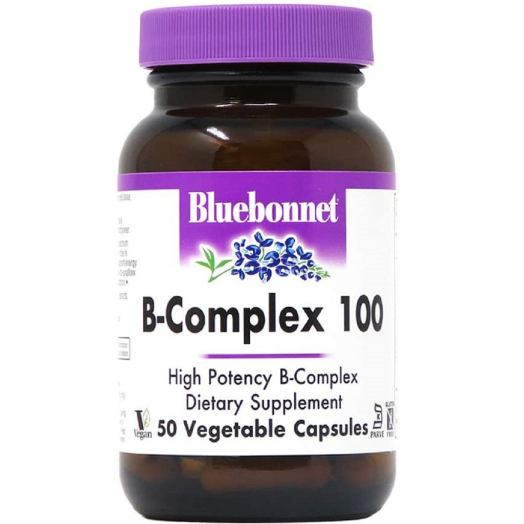 Вітамін Bluebonnet Nutrition B-Комплекс 100, B-Complex, 50 вегетаріанських капсул (BLB0416) - зображення 1