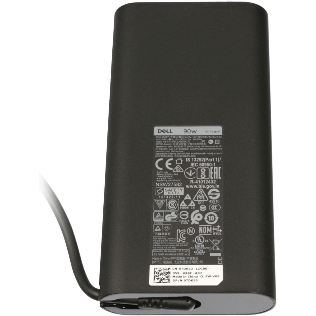 Блок живлення до ноутбуку Dell 90W USB-C AC Adapter with 1m. Power Cord - Euro (452-BDUJ) - зображення 2