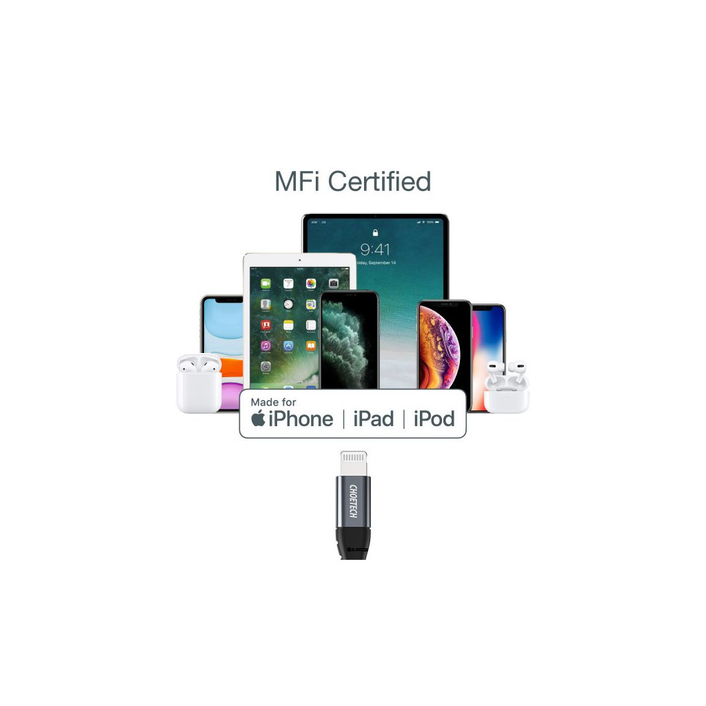 Дата кабель USB-C to Lightning 1.2m MFI Choetech (IP0039-BK) - зображення 8