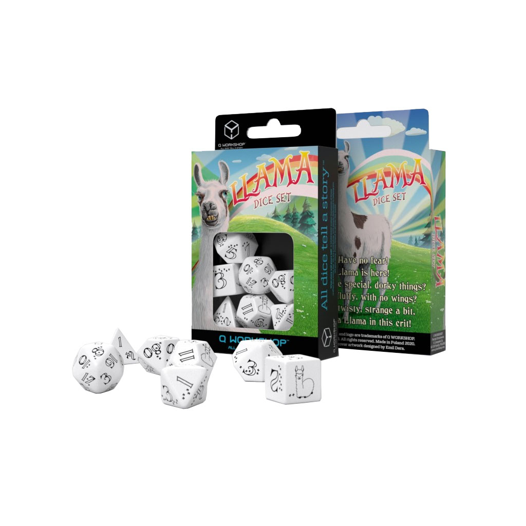 Набір кубиків для настільних ігор Q-Workshop Bright Llama Dice Set (White black) (SLLA02) - зображення 2
