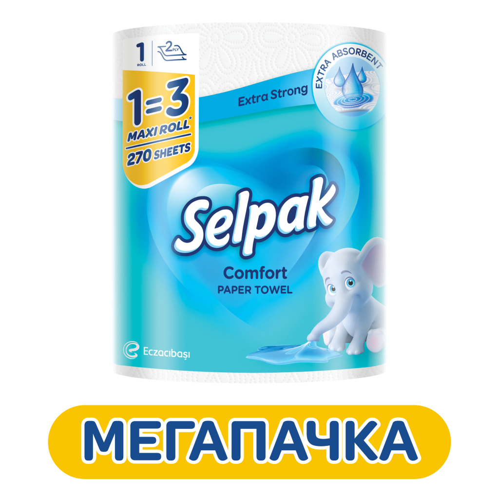Паперові рушники Selpak Comfort Maxi 1=3 2 шари 1 рулон (8690530005570) - зображення 2