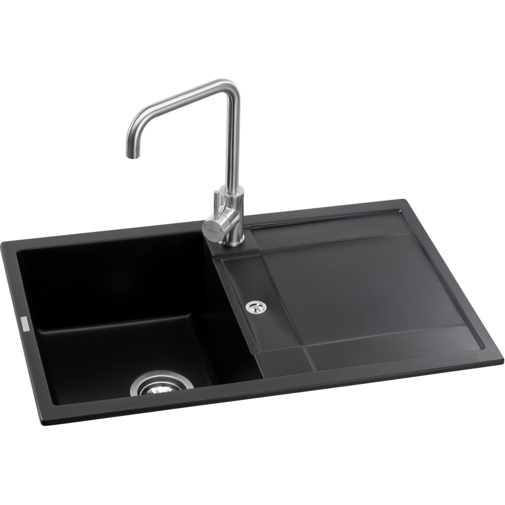 Мийка кухонна GRANADO комплект VALENCIA black shine_чаша ліворуч (ksg0701L) - зображення 2