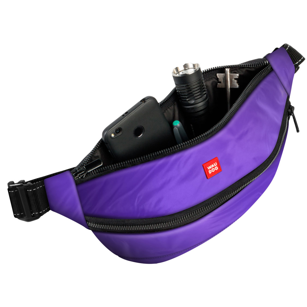 Поясна сумка-бананка для собак WAUDOG Family зі знімним ременем 33x17x10 см фіолетова (56889) - зображення 2
