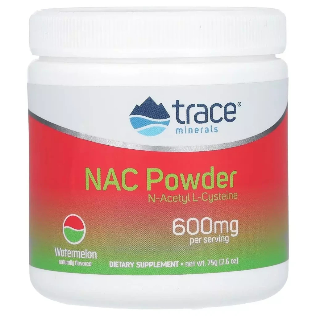 Амінокислота Trace Minerals NAC N-ацетил L-цистеїн, 600 мг, смак кавуна, NAC Powder, 75 гр (TMR-00670) - изображение 1