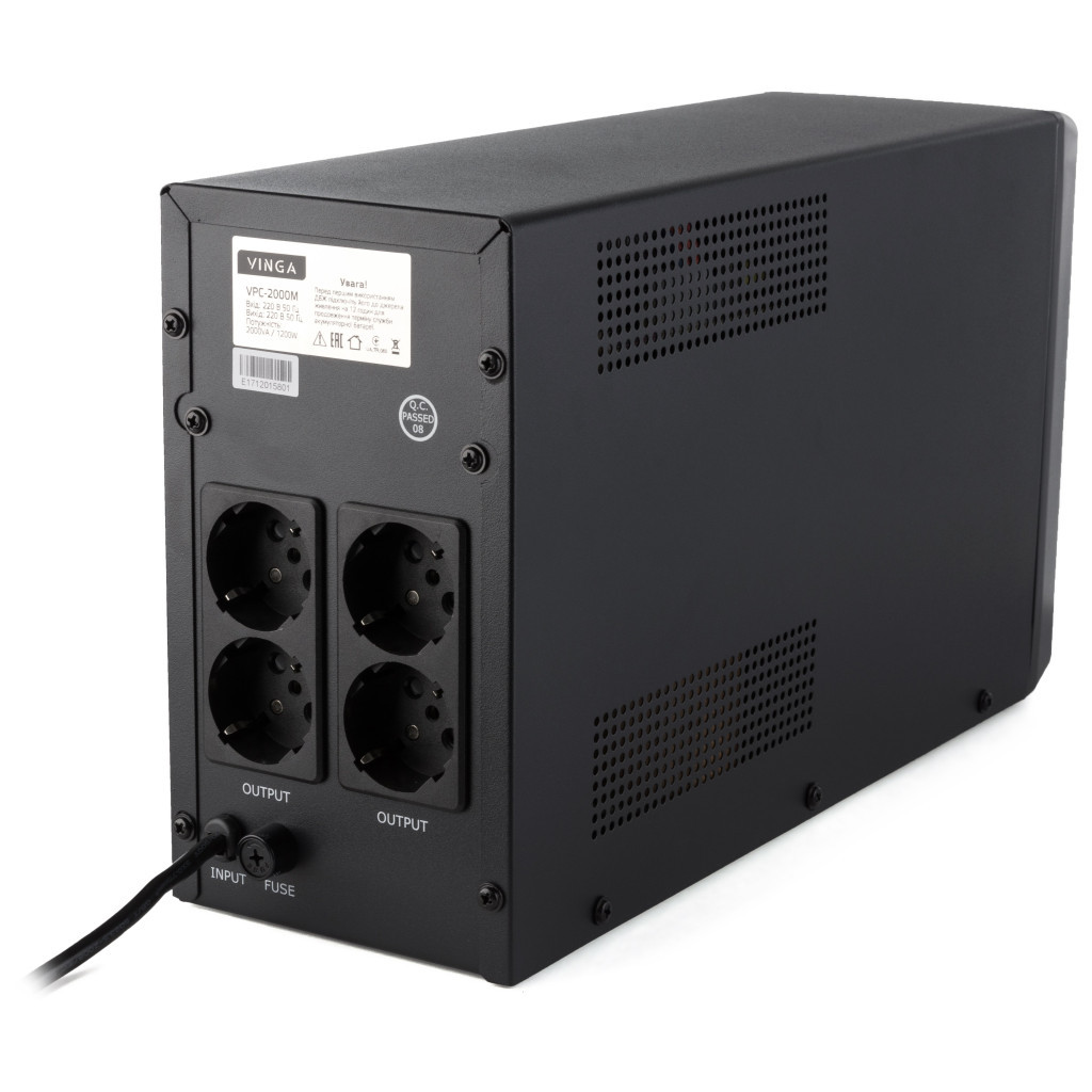 Пристрій безперебійного живлення Vinga LCD 2000VA metall case (VPC-2000M) - зображення 9