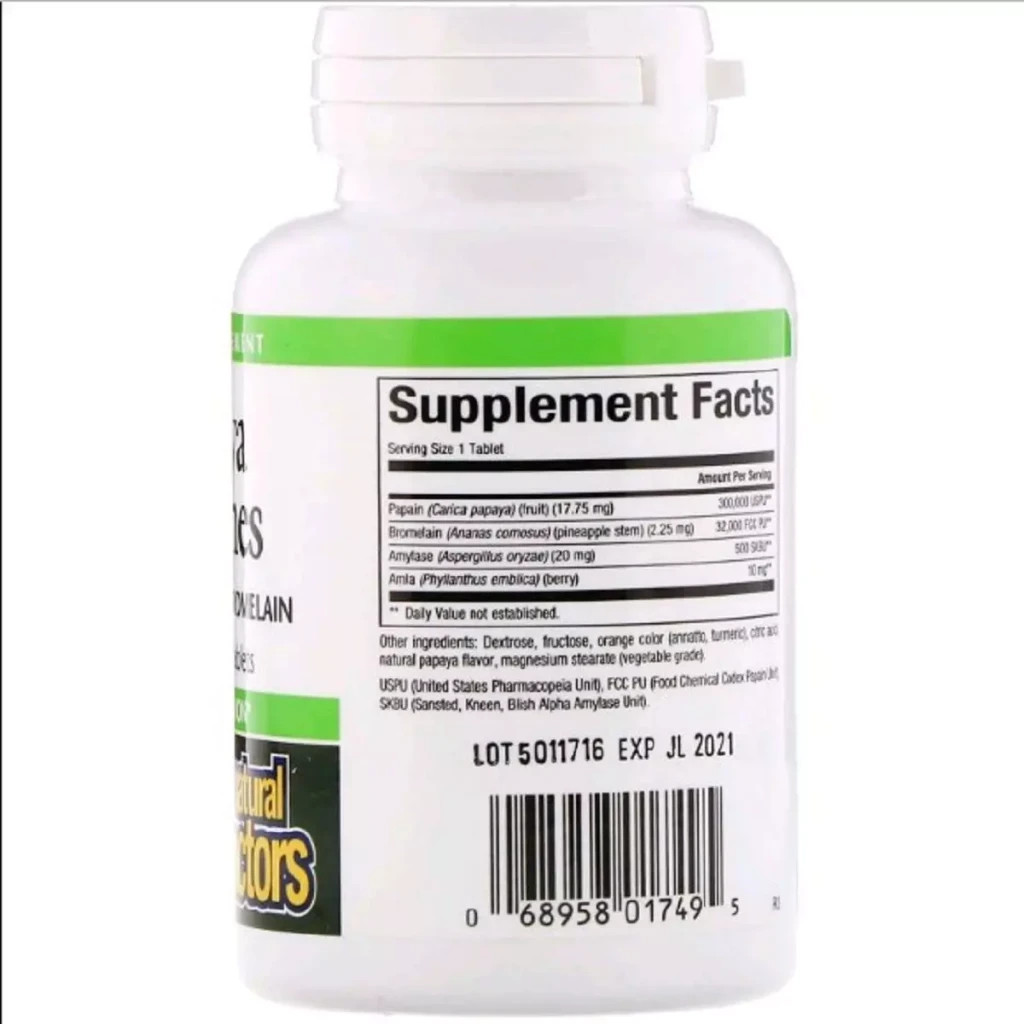 Вітамін Natural Factors Ензими Папайї, Papaya Enzymes, 120 Таблеток (NFS01749) - зображення 2