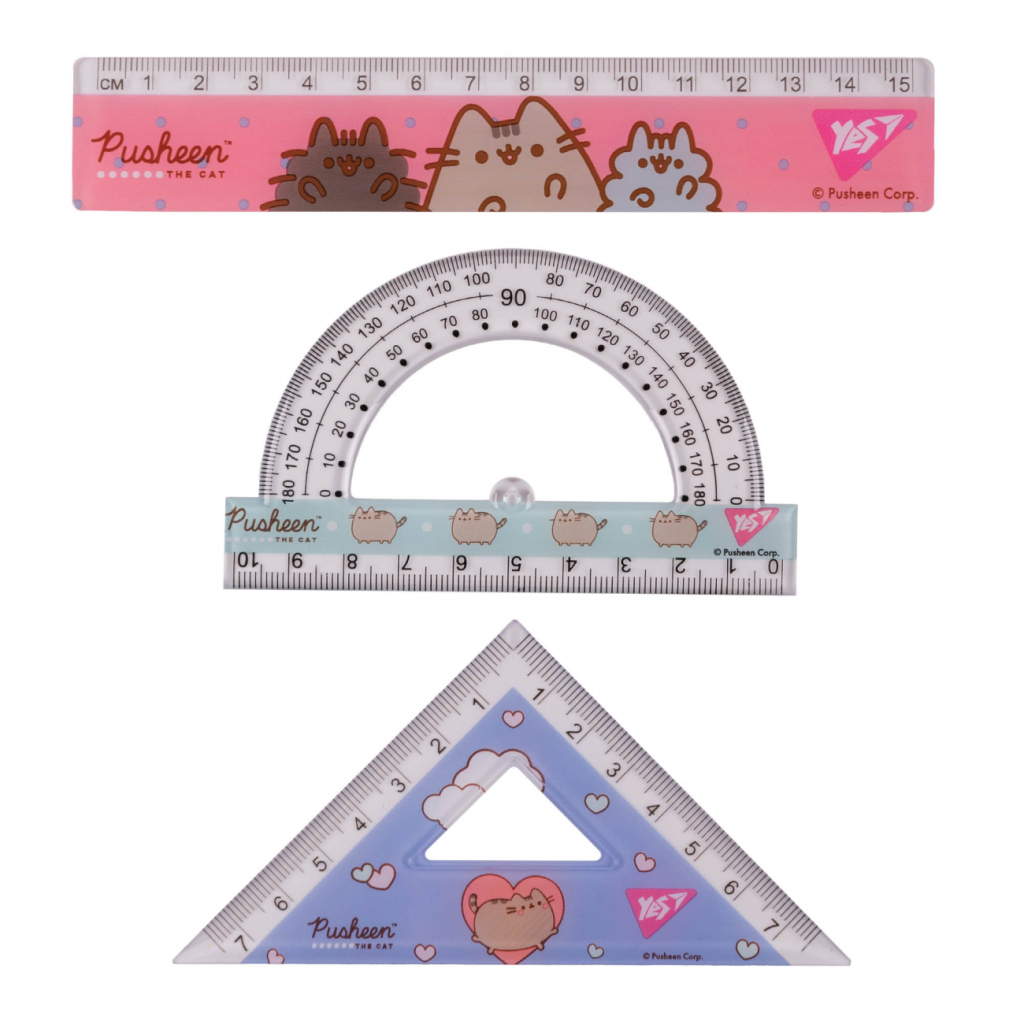 Лінійка Yes набір Pusheen, лінійка 15 см (3 предмети) (370688) - изображение 2