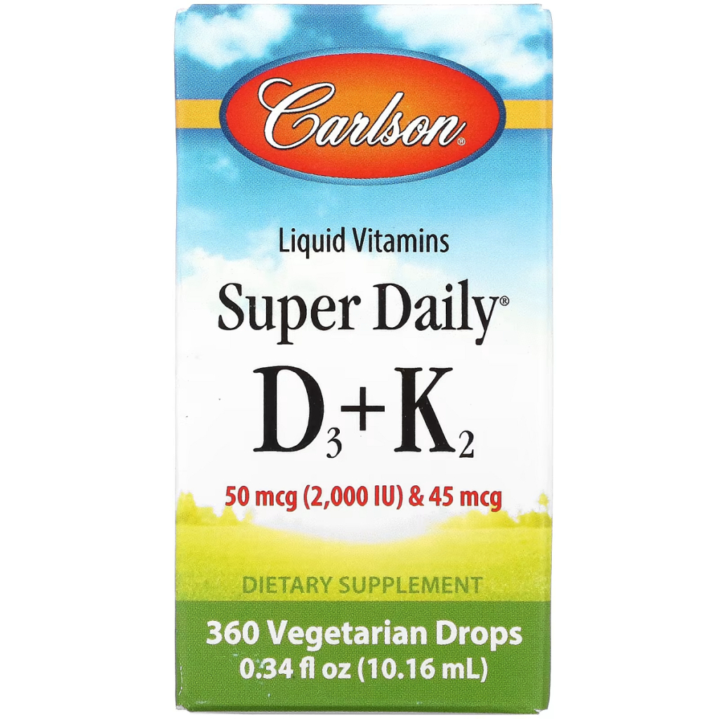 Вітамін Carlson Вітамін D3+K2 у краплях, 2000 МО та 45 мкг, Super Daily D3+K (CAR-10500) - зображення 1