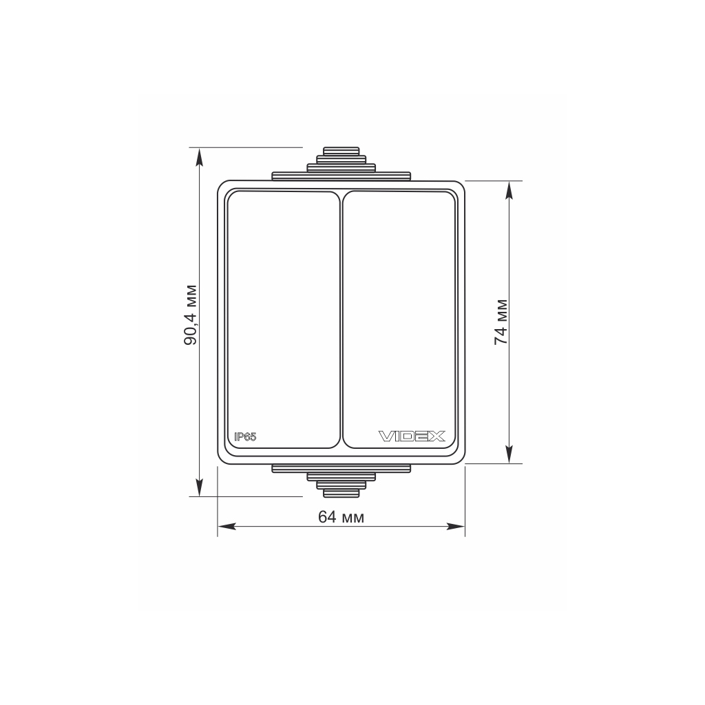 Вимикач Videx BINERA IP65 зовнішній 2кл сірий (VF-BNW12-G) - изображение 4