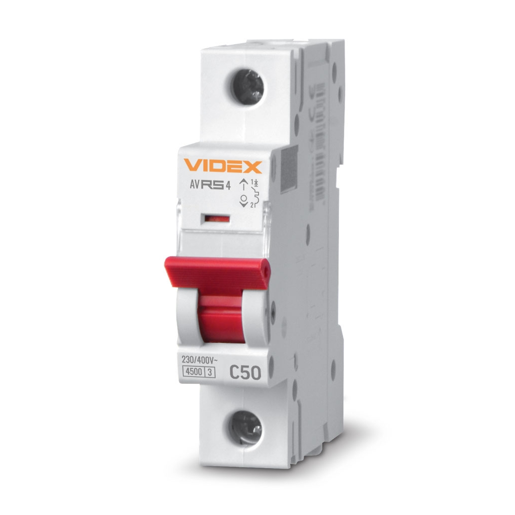 Автоматичний вимикач Videx RS4 RESIST 1п 50А С 4,5кА (VF-RS4-AV1C50) - зображення 1