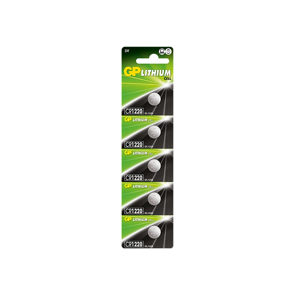 Батарейка Gp CR 1220 Lithium 3.0V * 1 (відривається) (CR1220-7U5 / 4891199001345) - зображення 1