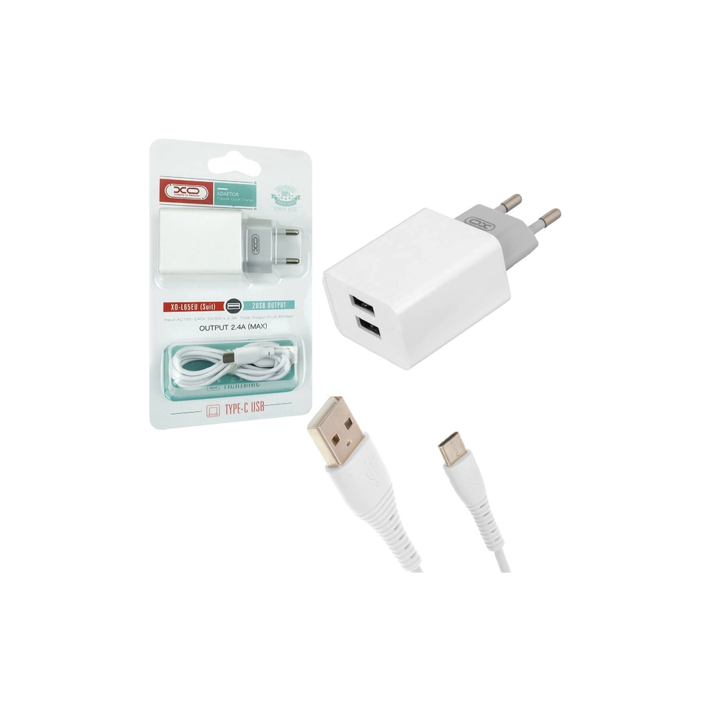 Зарядний пристрій XO L65 адаптер 2USB / 2.4А + Type-C white (XO-L65-TC) - зображення 2
