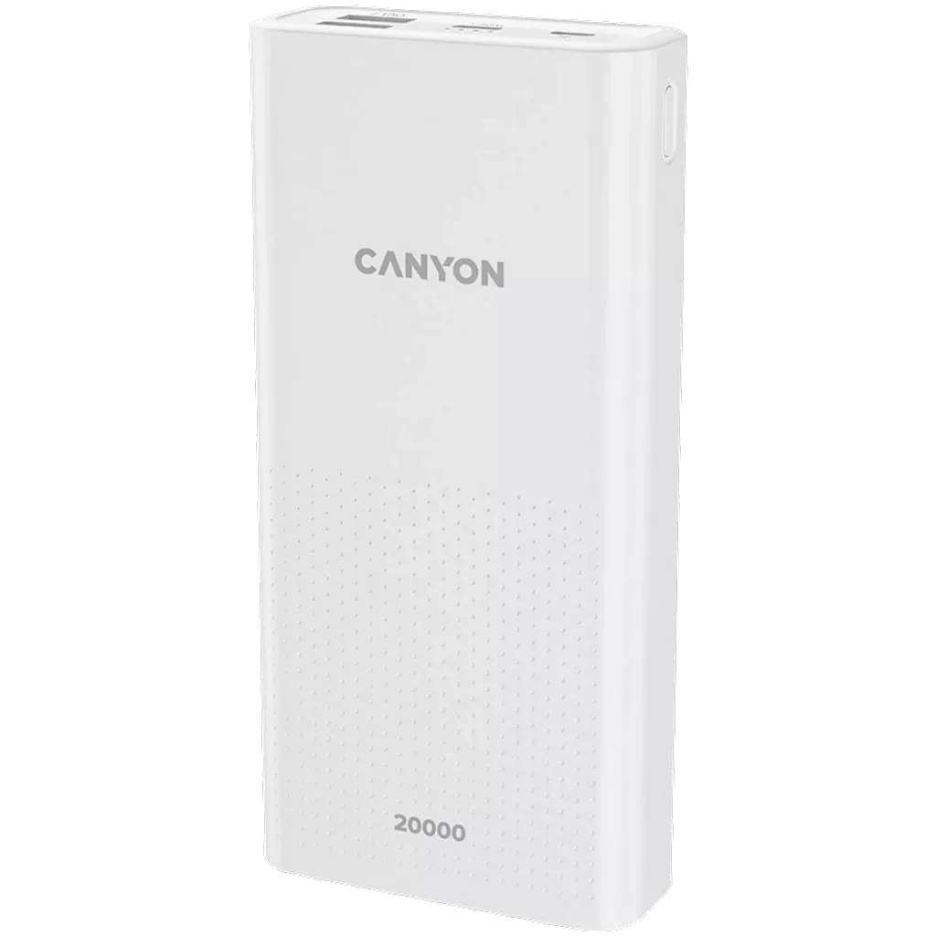 Батарея універсальна Canyon 20000mAh, Input 5V/2A, Output 5V/2.1A(Max), White (CNE-CPB2001W) - зображення 2