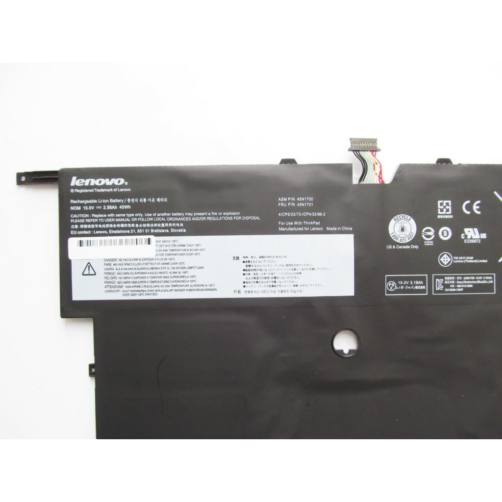 Акумулятор до ноутбука Lenovo ThinkPad X1 Carbon (2nd Gen) 45N1700, 2990mAh (45Wh), 4cell (A47457) - зображення 2