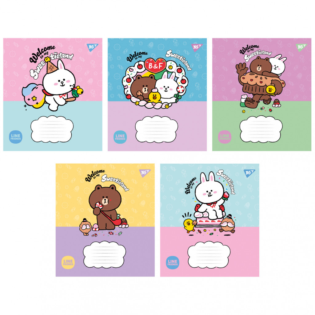 Зошит Yes Line Friends. Sweetieland 12 аркушів коса лінія (766935) - зображення 1