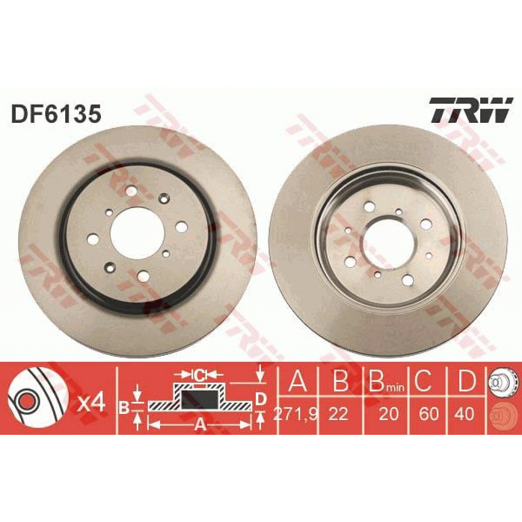 Гальмівний диск TRW DF6135 - зображення 1