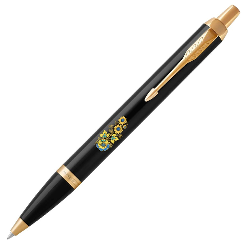 Ручка кулькова Parker IM 17 UKRAINE Black GT BP Квіти (22032_T1050u) - зображення 3