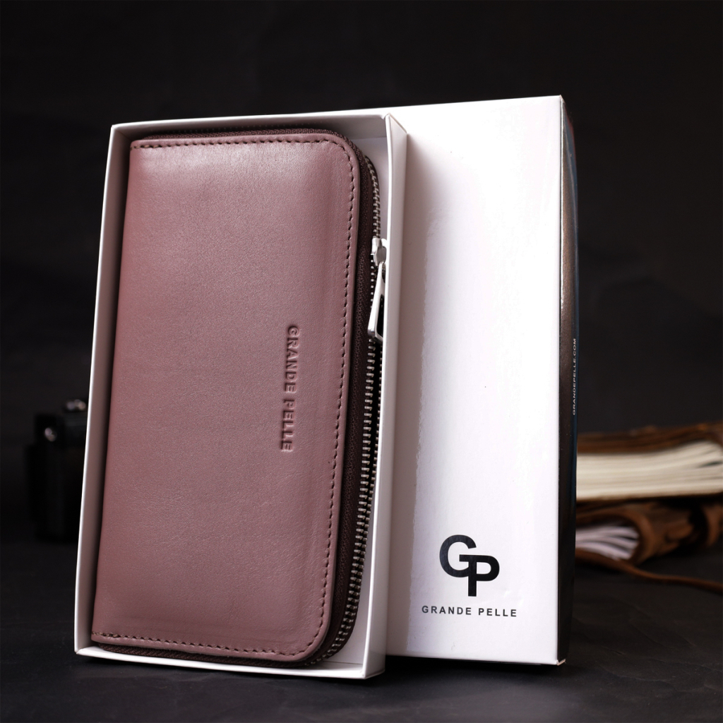 Портмоне Grande Pelle З натуральної шкіри Пудрове (16797) - зображення 10