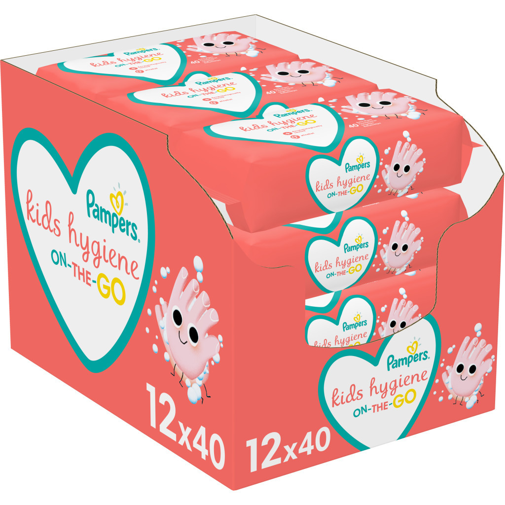 Дитячі вологі серветки Pampers Kids Hygiene On-the-go 12х40 шт. (8006540222324) - зображення 1