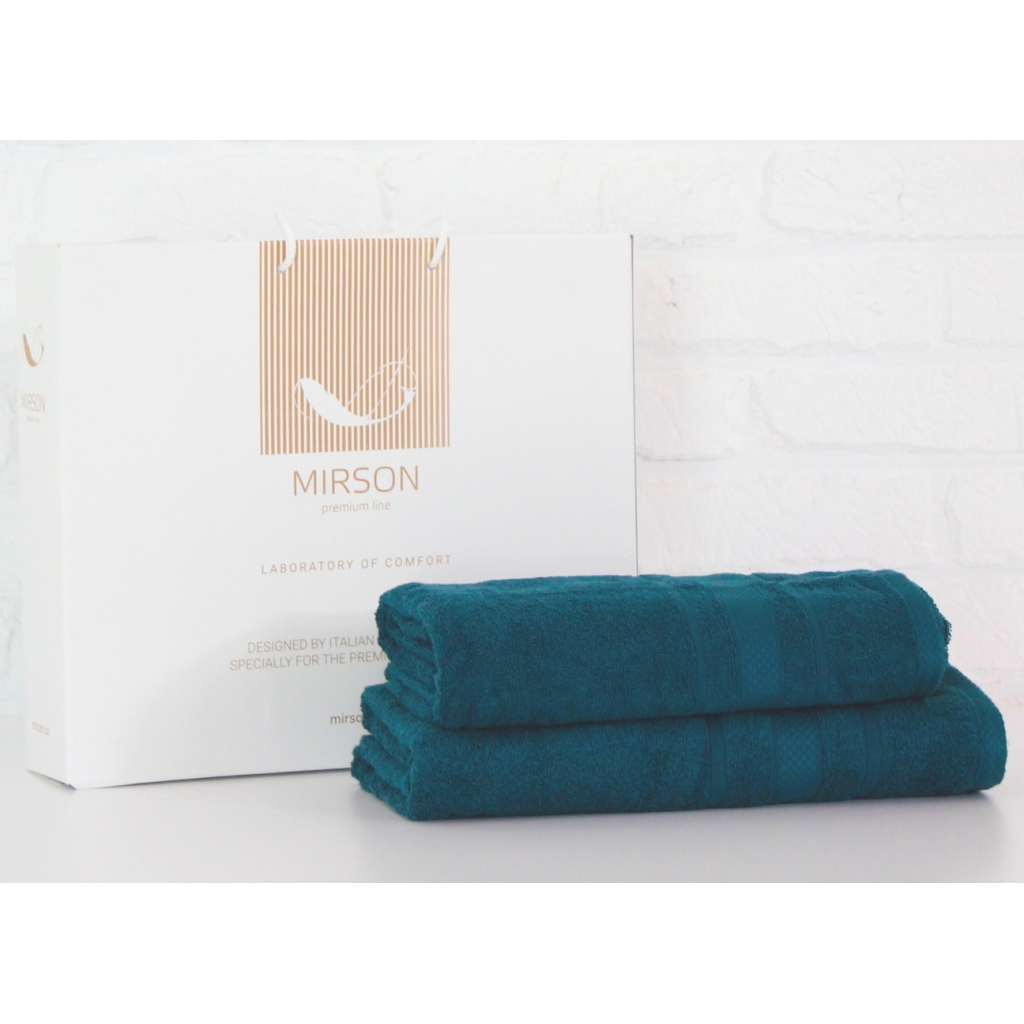 Рушник MirSon набір банних 5074 Elite SoftNess Darkemerald 50х90, 70х140 (2200003183122) - изображение 1