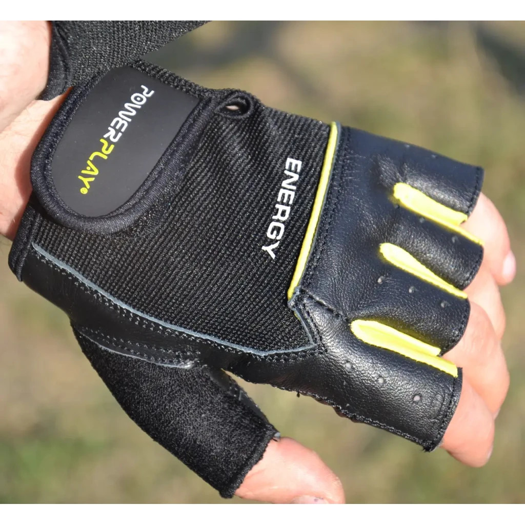 Рукавички для фітнесу PowerPlay 9058 Energy чорно-жовті M (PP_9058_M_Energy) - зображення 8