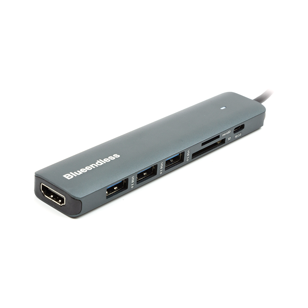 Концентратор USB Type-C to HDMI, 3x USB Type-A, SD, TF, USB Type-C PD100W PowerPlant (CA913848) - зображення 1