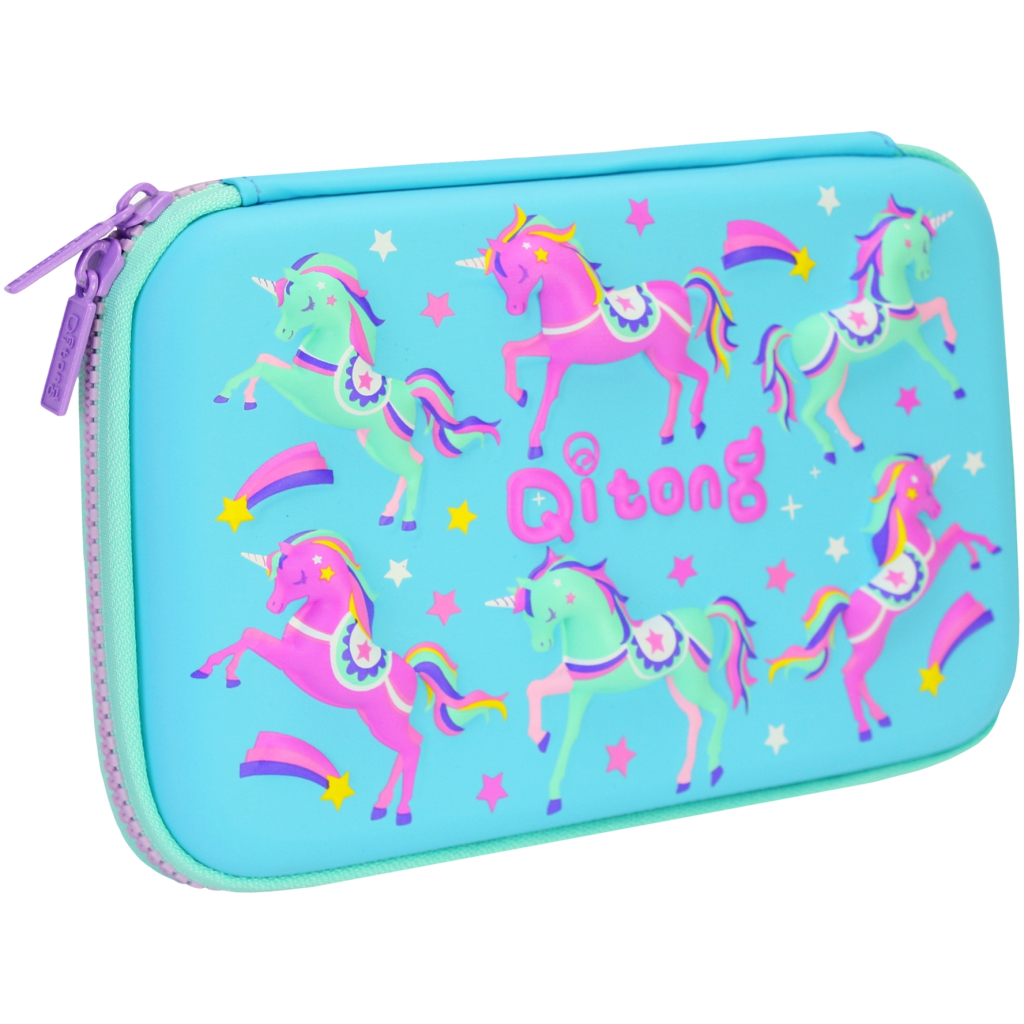 Пенал Cool For School з тисненням 1 відділення Блакитний (QT-5652-Blue) - зображення 1