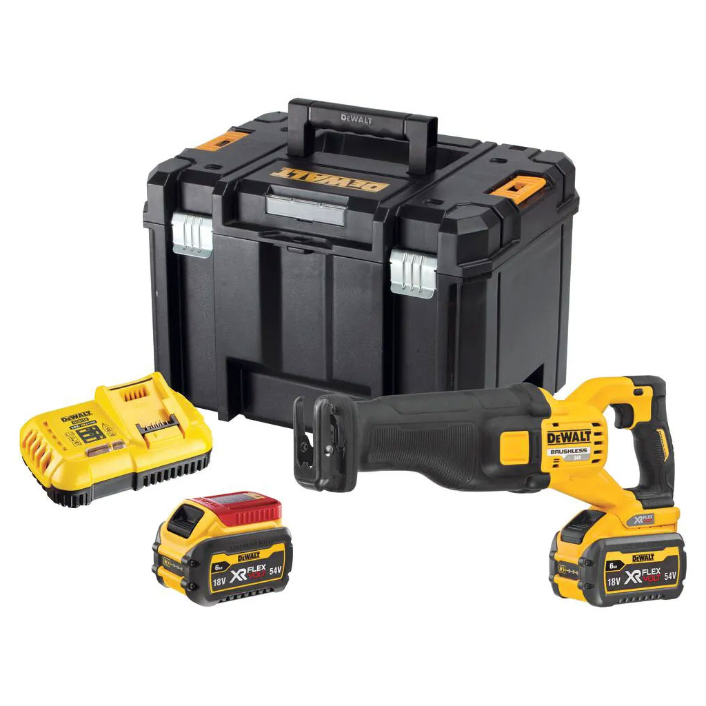 Шабельна пила DeWALT 54В XR FLEXVOLT Li-lon 2 Аг, 0 - 3000 ход/хв, 3.54 кг, кейс TSTAK (DCS389T2) - изображение 3