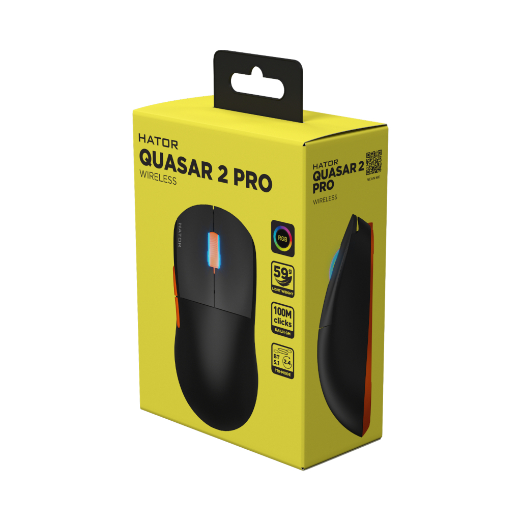 Мишка Hator Quasar 2 Pro Wireless/Bluetooth/USB Black/Orange (HTM560BO) - зображення 5