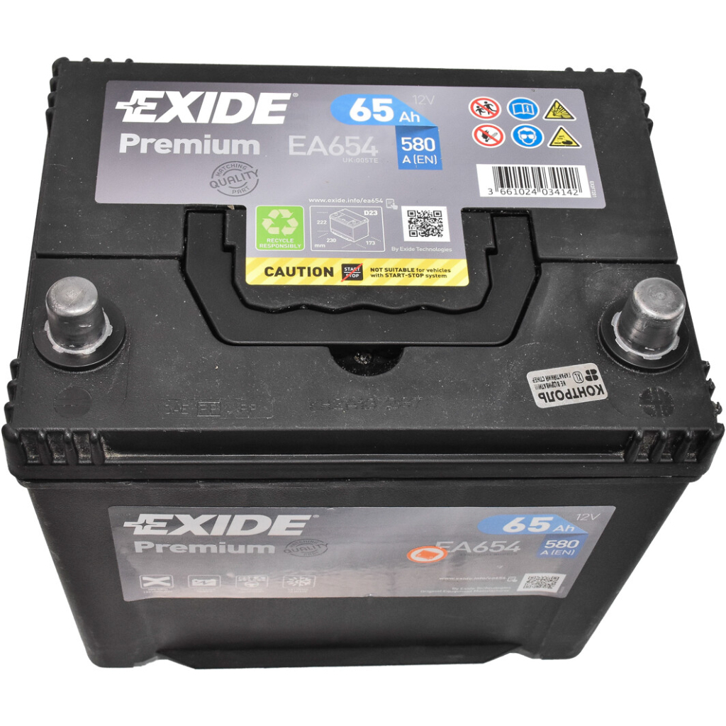 Акумулятор автомобільний EXIDE PREMIUM 65A (EA654) - зображення 2