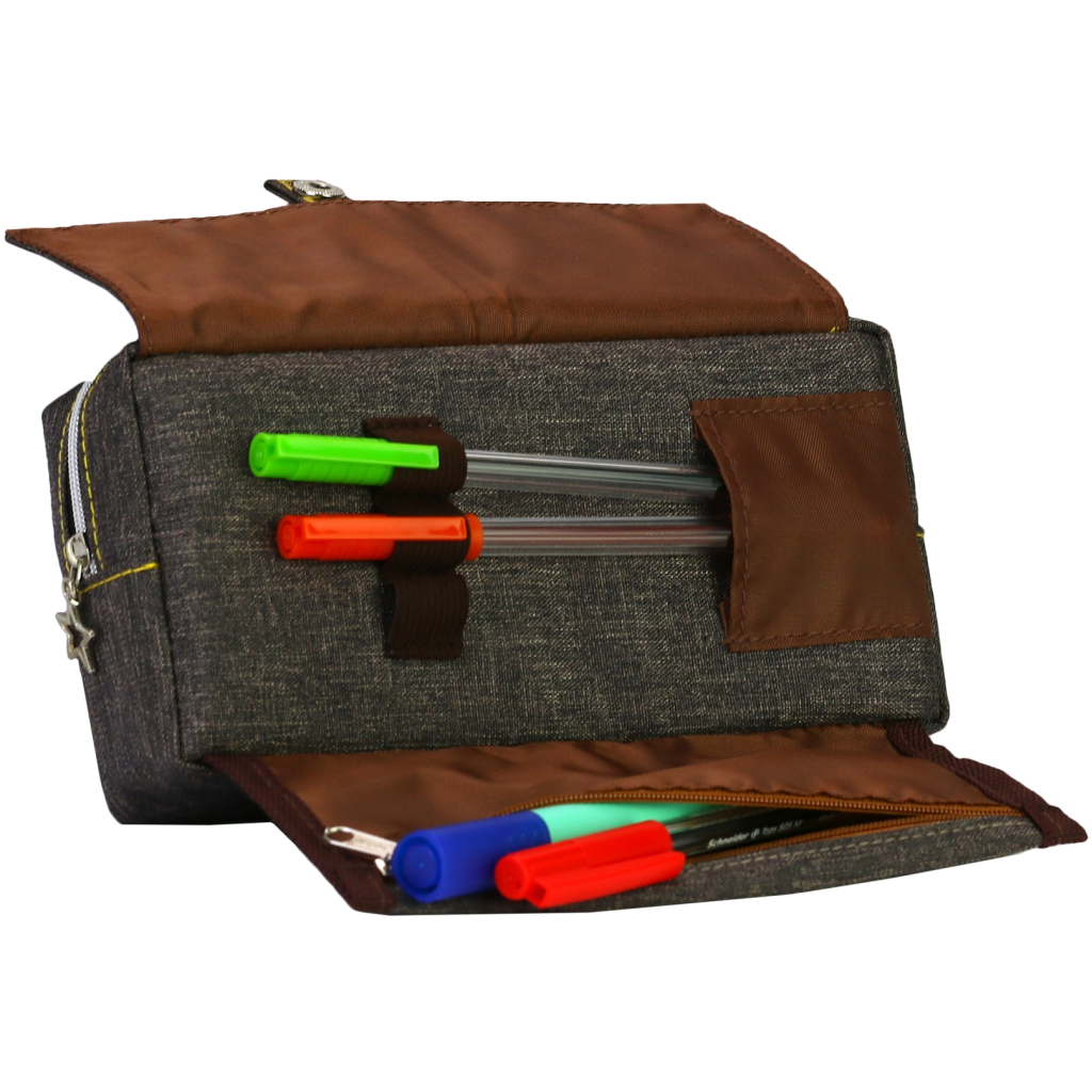 Пенал Cool For School 2 відділення Коричневий (J-2628-brown) - зображення 3