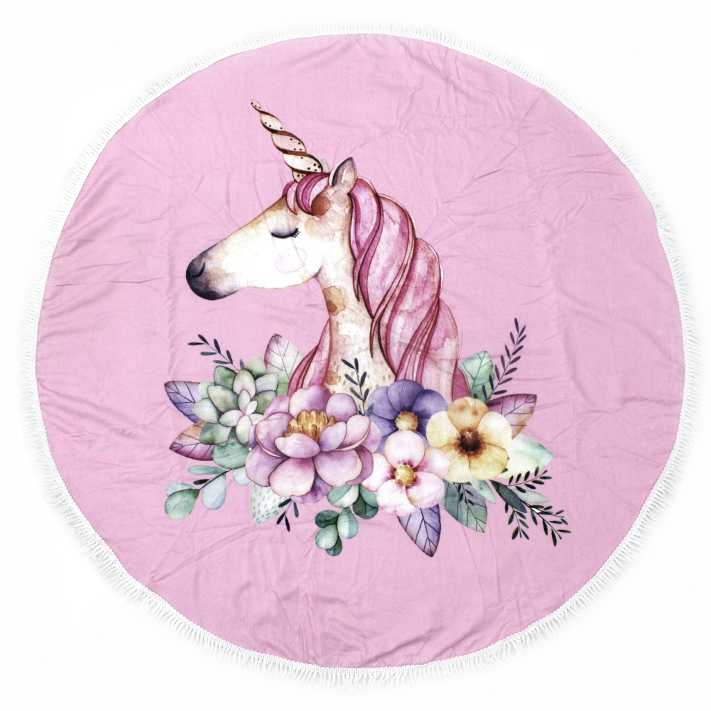 Рушник MirSon пляжний №5076 Summer Time Pink Unicorn Girl 150x150 см (2200003947847) - зображення 1