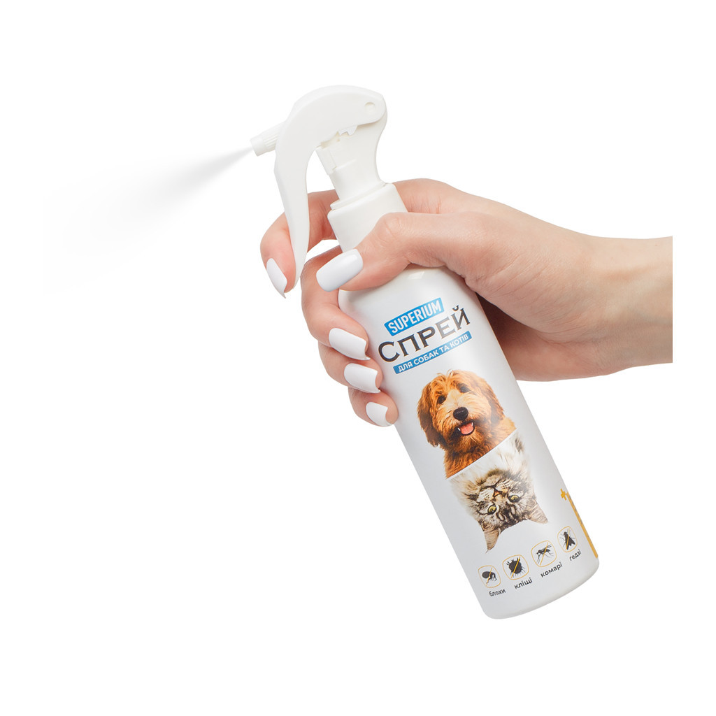 Спрей для тварин Superium від бліх, кліщів, комарів та ґедзів для котів та собак 200 мл (9155) - изображение 2
