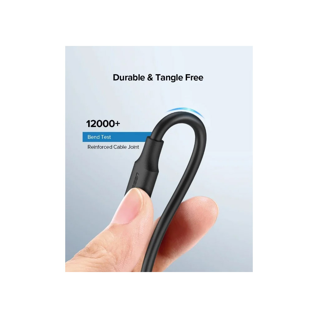 Дата кабель USB 2.0 AM to USB-C 0.5m 3.0A (18W) Nickel Plating US287 Black Ugreen (60115) - picture 7