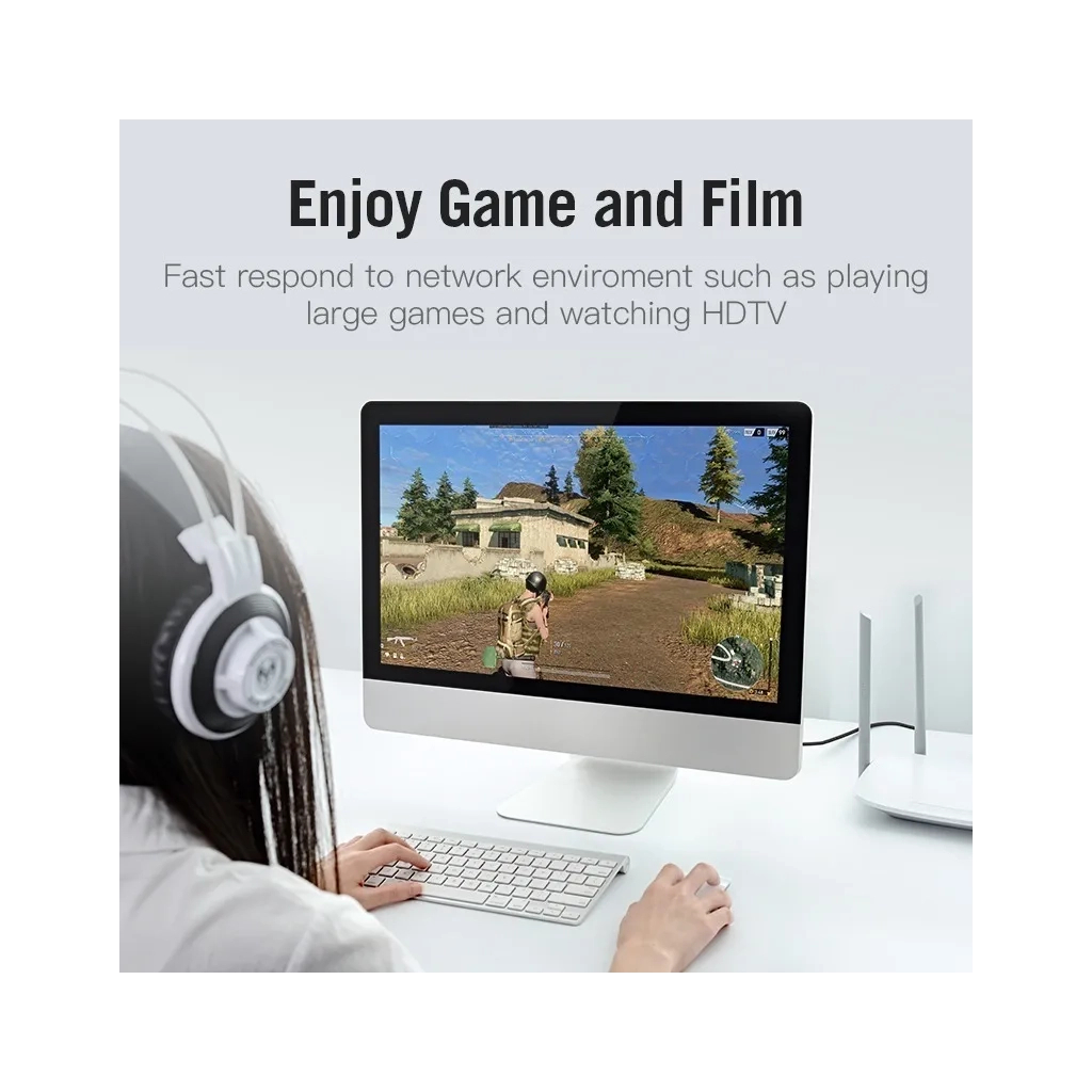 Патч-корд 1м, S/FTP cat 7 RJ-45 black Vention (ICDBF) - зображення 5