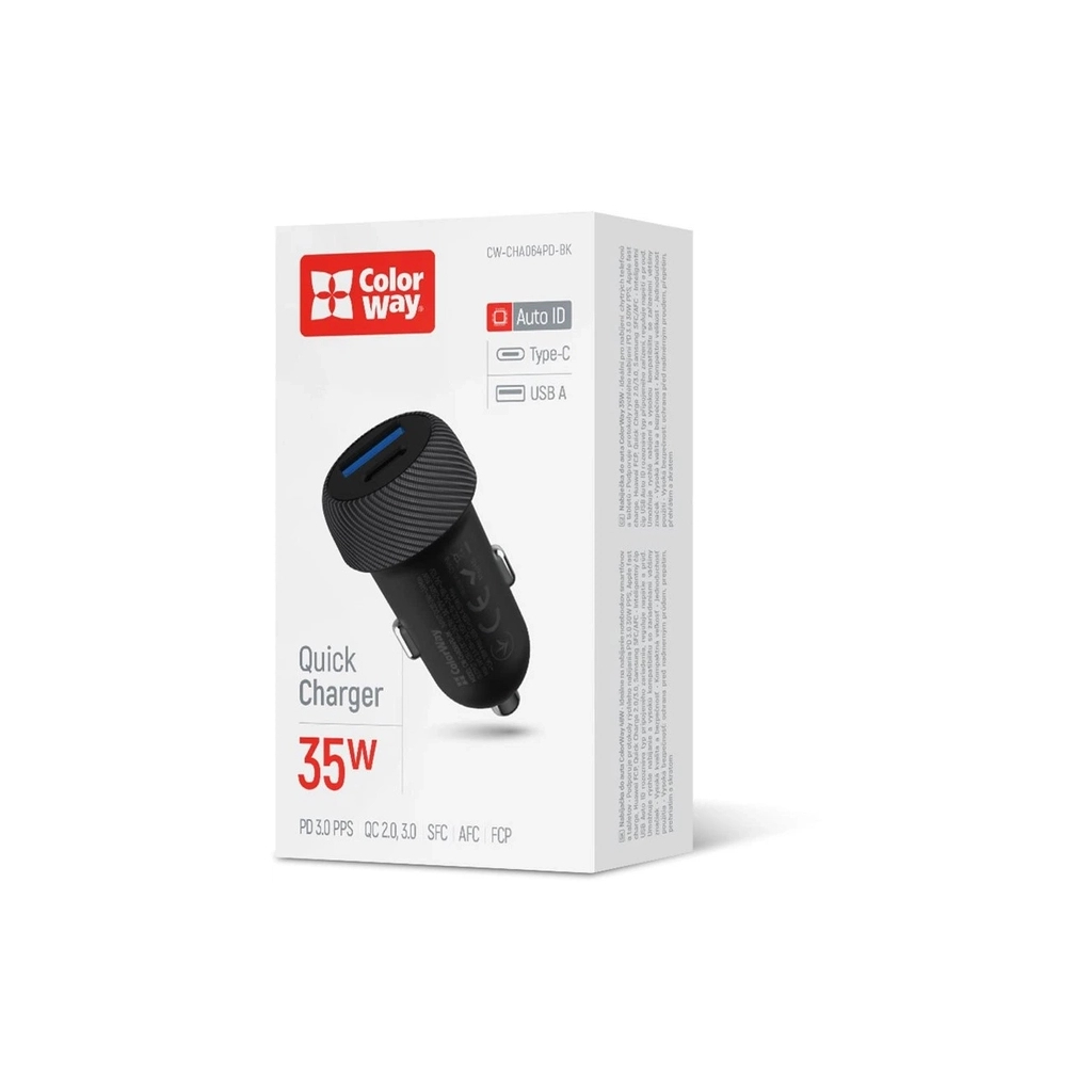 Зарядний пристрій ColorWay USB-C PD35W + USB QC3.0 car adapter (CW-CHA064PD-BK) - изображение 5