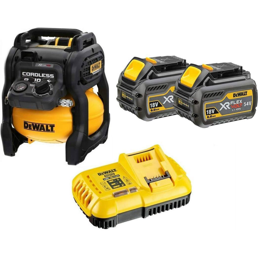 Компресор DeWALT акумуляторний 48 л/хв, ресивер 10л., 54V, 2x6Ah (DCC1054T2) - зображення 1